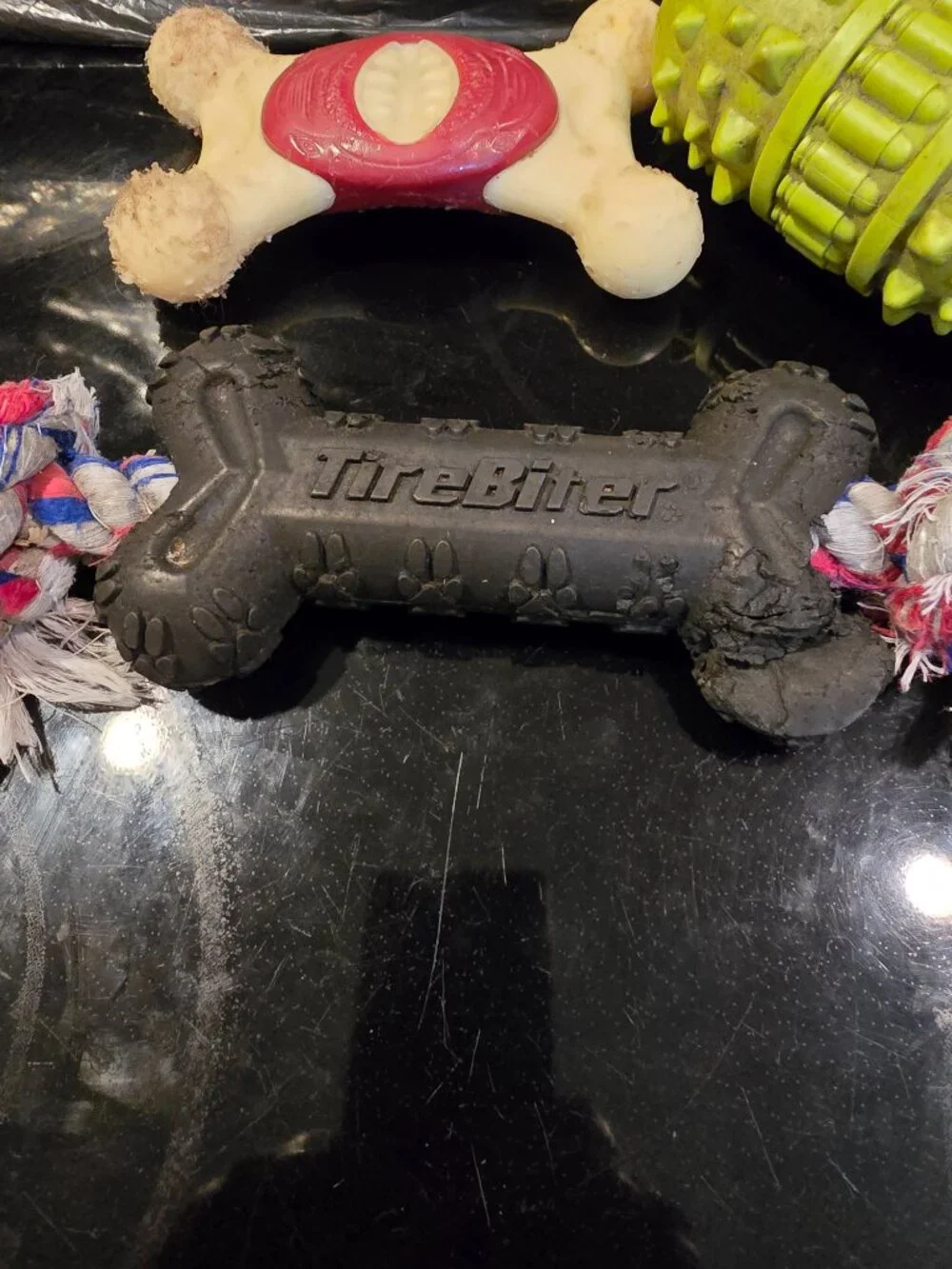 Dog Chew Toys Lot of 3 Medium Large Bone Rope Grenade Used Good Condition